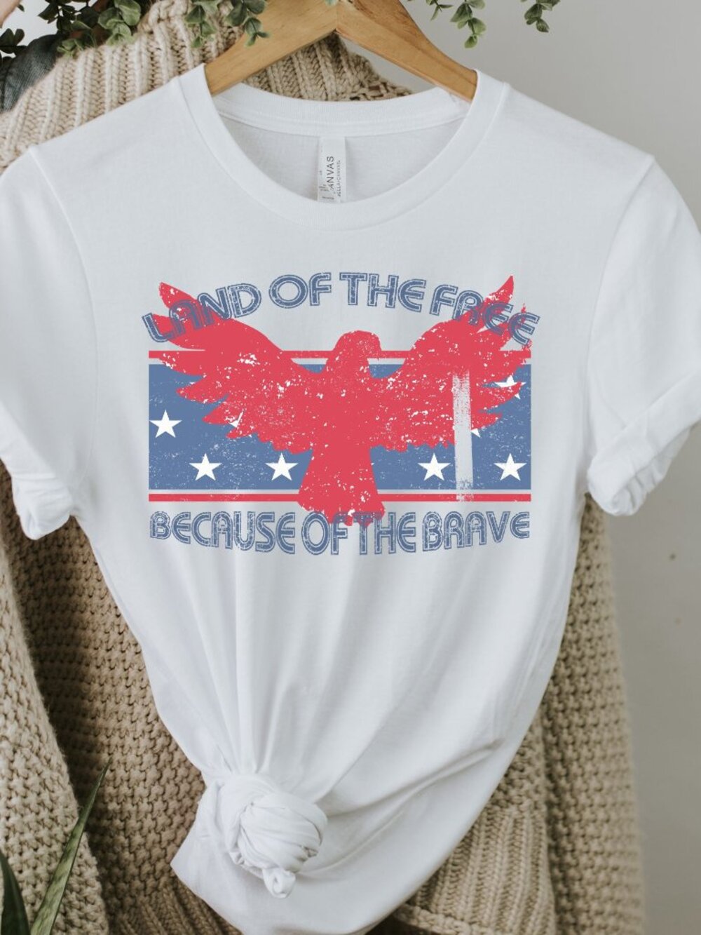 Land of the Free Because of the Brave Shirt Eagle USA Memorial Day Tshirt